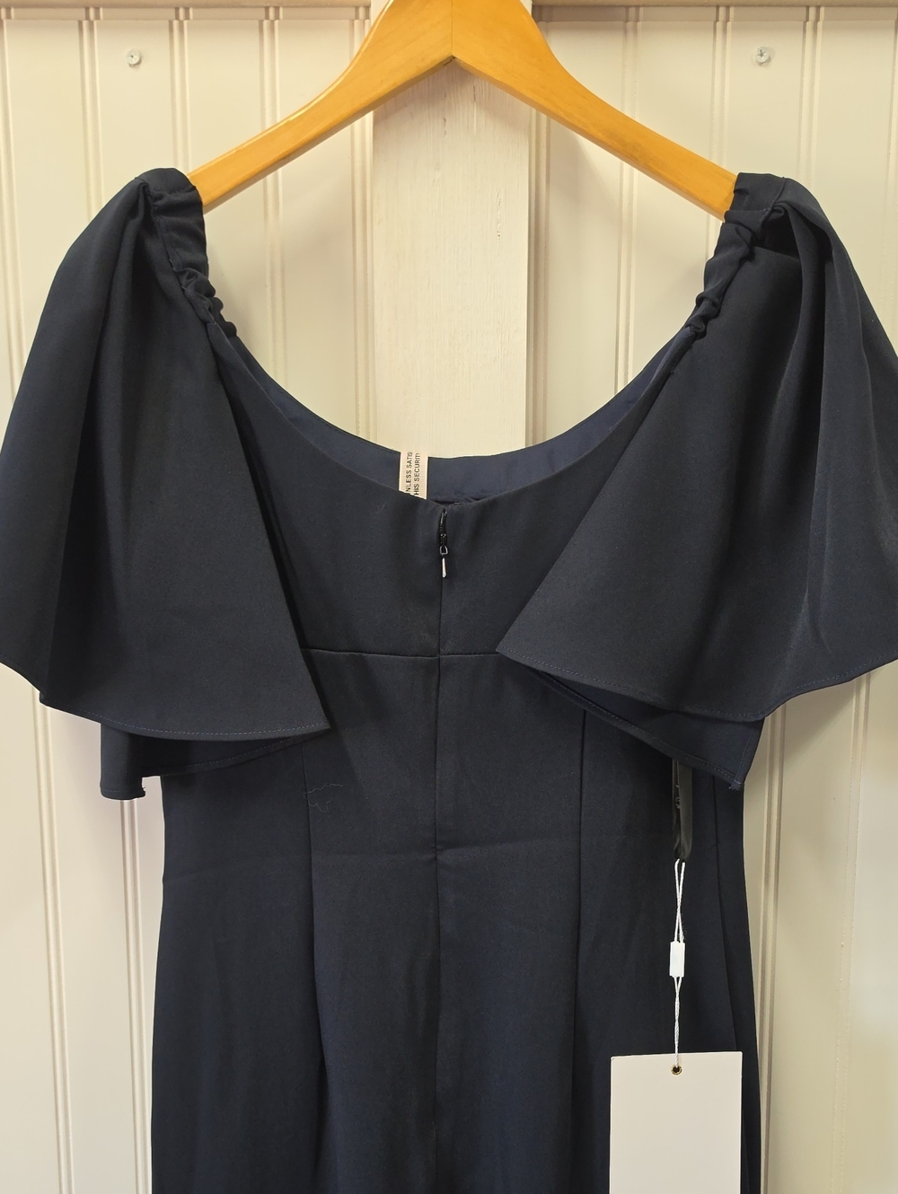 Mac Duggal NWT Navy Blue Short Flutter Sleeve Crepe Maxi Dress Size 4 #20962 - Picture 7 of 11